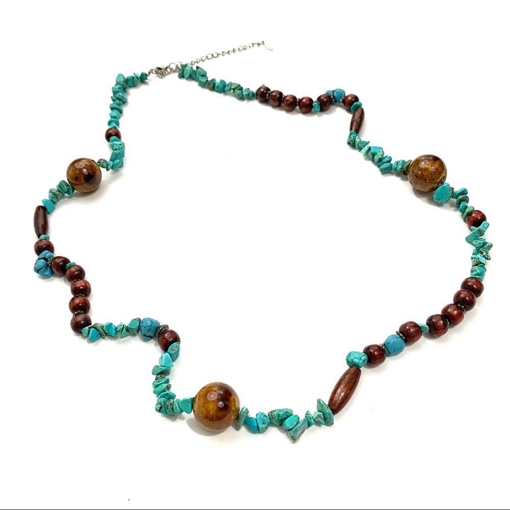 EsMor Turquoise and Brown Beaded Necklace